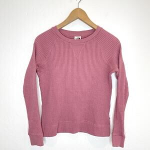 The North Face Waffle Knit Thermal Long Sleeve Top Womens Small Mauve Pink